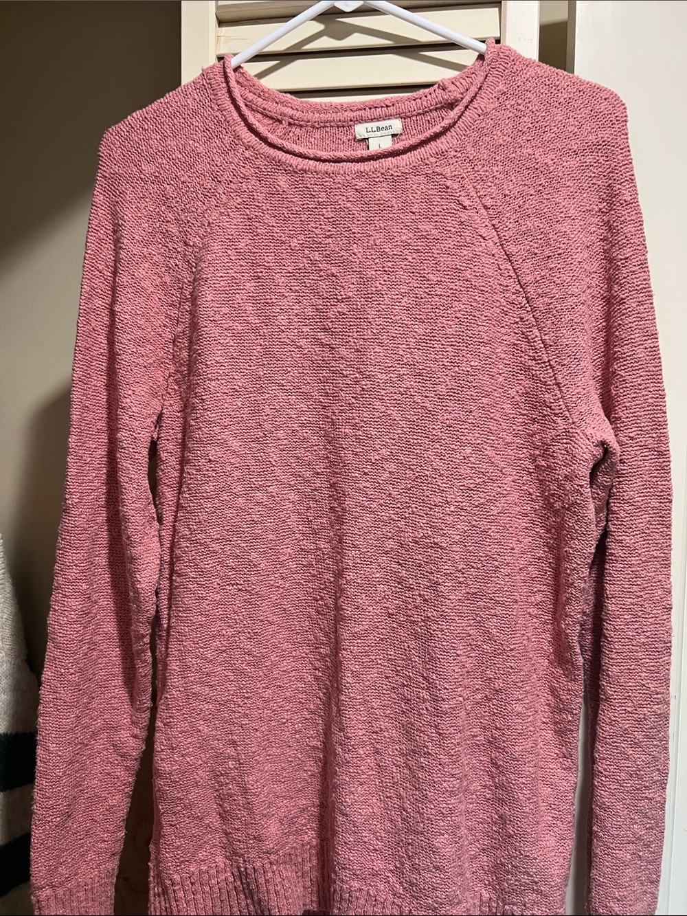 L.L. Bean Pink Textured Crewneck Sweater
